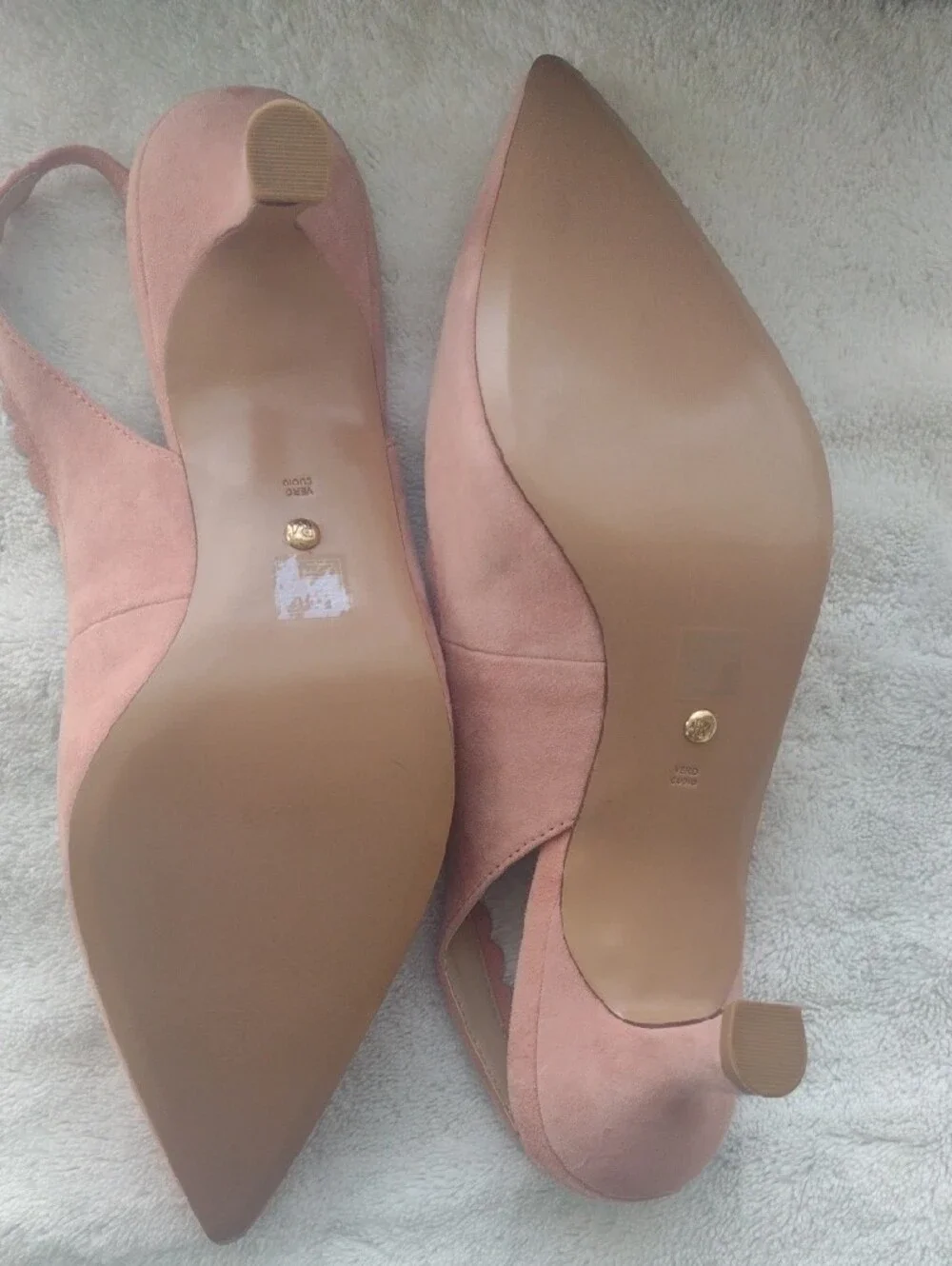 Pelle Moda Peony-pink Kid Suede Scalloped Slingback Pointed Toe Kitten Heels